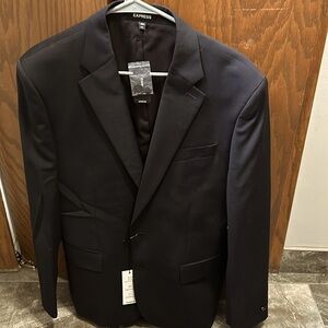 Express Slim Black Wool-Blend Modern Tech Suit Jacket